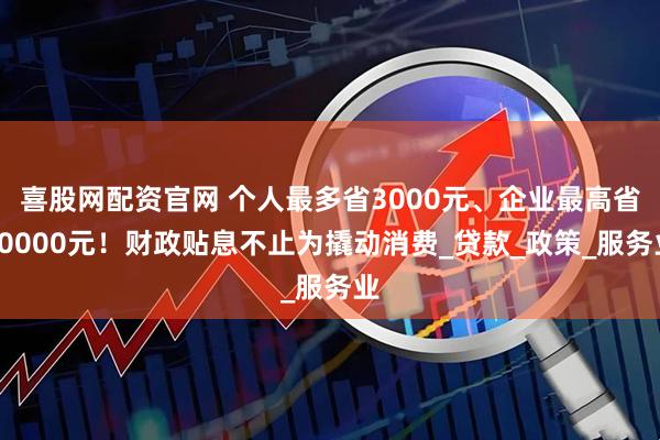 喜股网配资官网 个人最多省3000元、企业最高省10000元！财政贴息不止为撬动消费_贷款_政策_服务业
