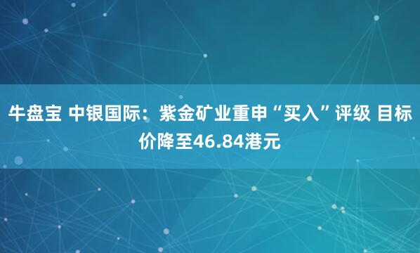 牛盘宝 中银国际：紫金矿业重申“买入”评级 目标价降至46.84港元